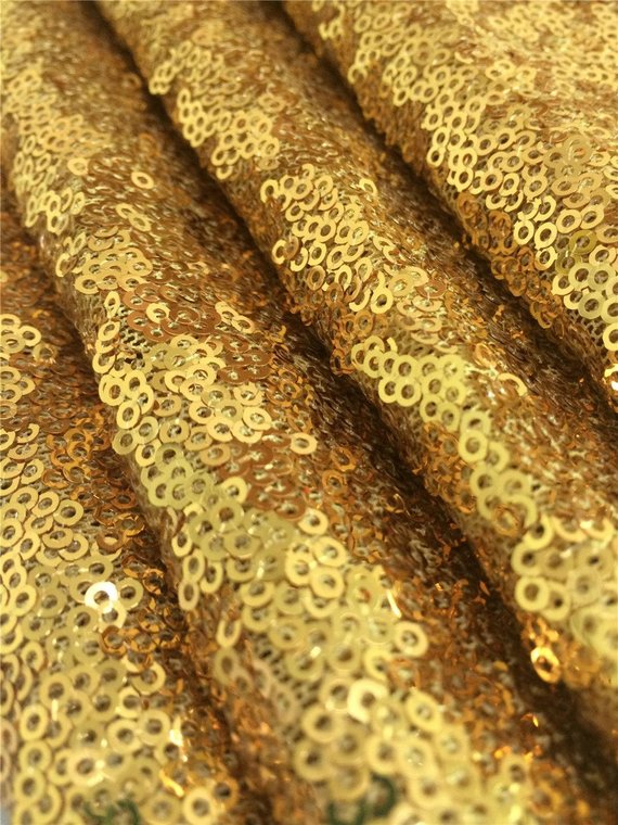 1 Yard Gold Glitz Sequin Fabric Sparkly Spangle Mesh for Costumes Decor Crafts 55 Inch Width