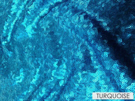 1 Yard Turquoise Spangle/Glitz Sequins Fabric 55 Inch Width