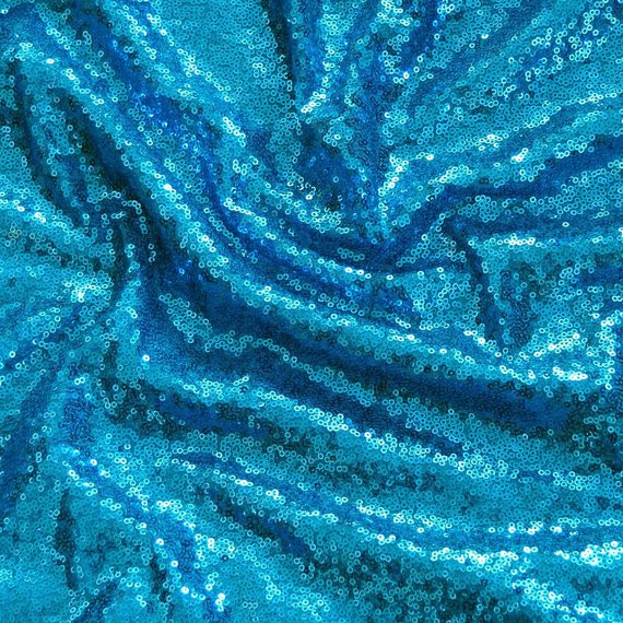 1 Yard Turquoise Spangle/Glitz Sequins Fabric 55 Inch Width
