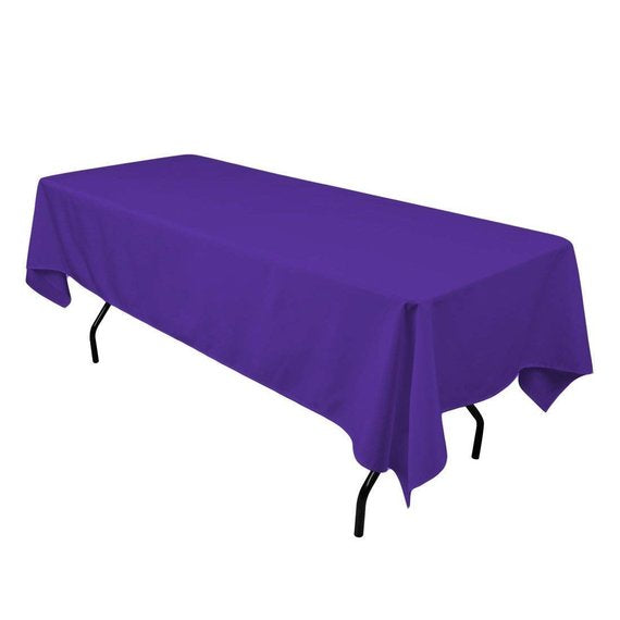 1 Yard Purple Rectangle Tablecloth Washable Polyester for 6 Foot Table 60 Inch Width