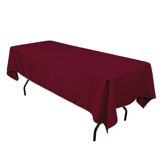 1 Yard Burgundy Rectangle Tablecloth Washable Polyester for 6 Foot Table 60 Inch Width