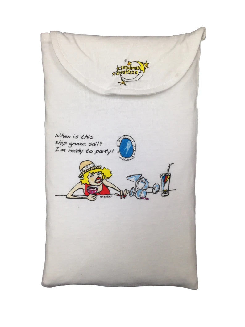 Sailing Ship 100 Percent Cotton Fabric - Animated Sleepshirt Or Beach Cover-Up, Matte Studs, Side Slits, One Size Fits Most