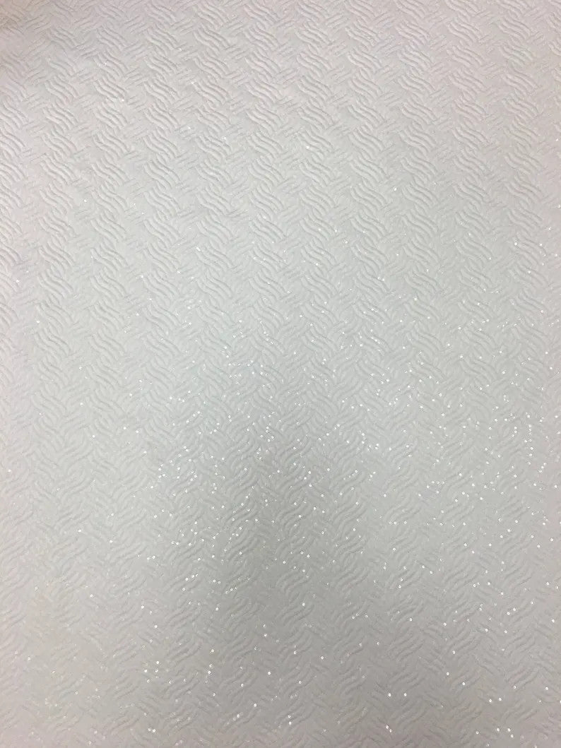 Quilted Jacquard Polyester Spandex Fabric - Transparent Sequins, Heavy Weight, 58/60" Width