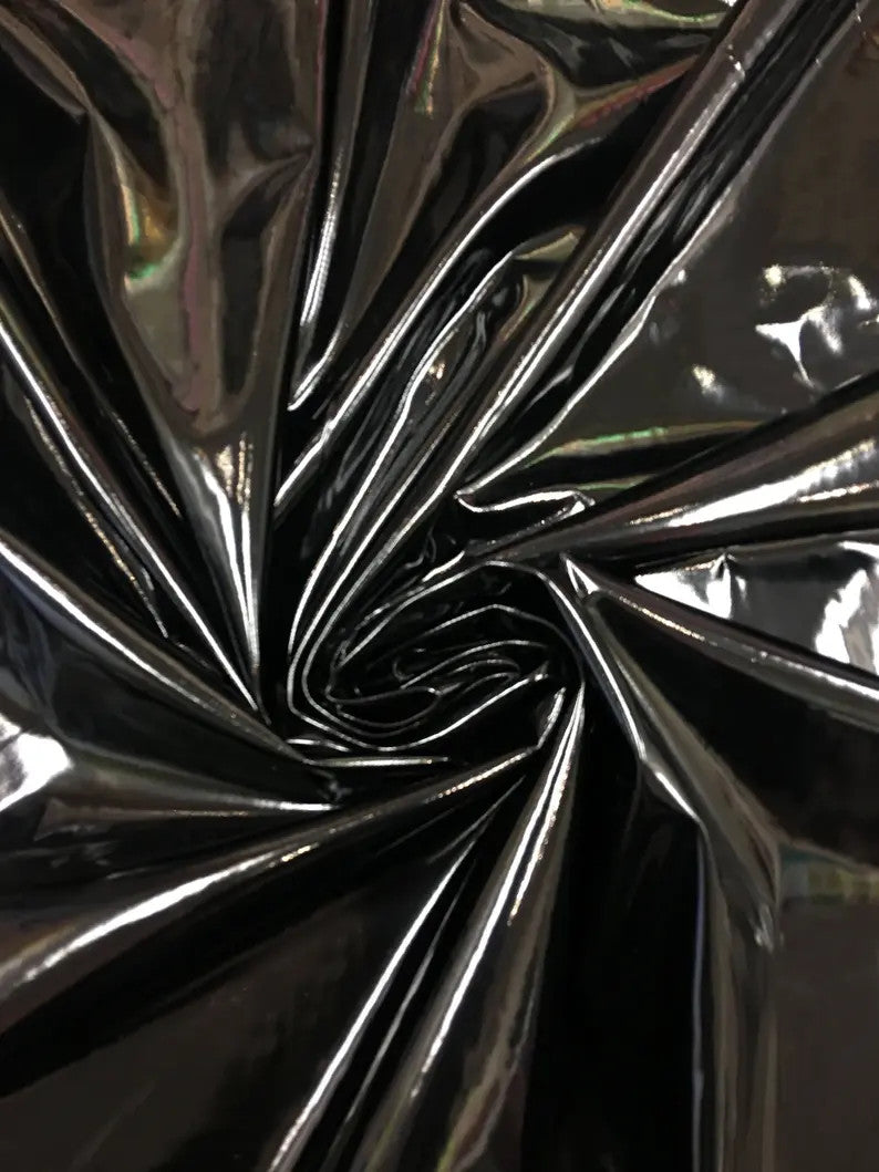 Polyester Spandex Shiny Faux Liquid Vinyl Fabric - Black, Red, Silver, White, Gold, Orange, 56" Width