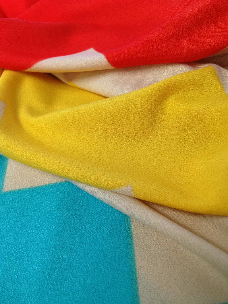 Polyester Bulgari Spandex Fabric - Big Chevron Design, Light Weight, 2-Way Stretch, 58"-60" Width