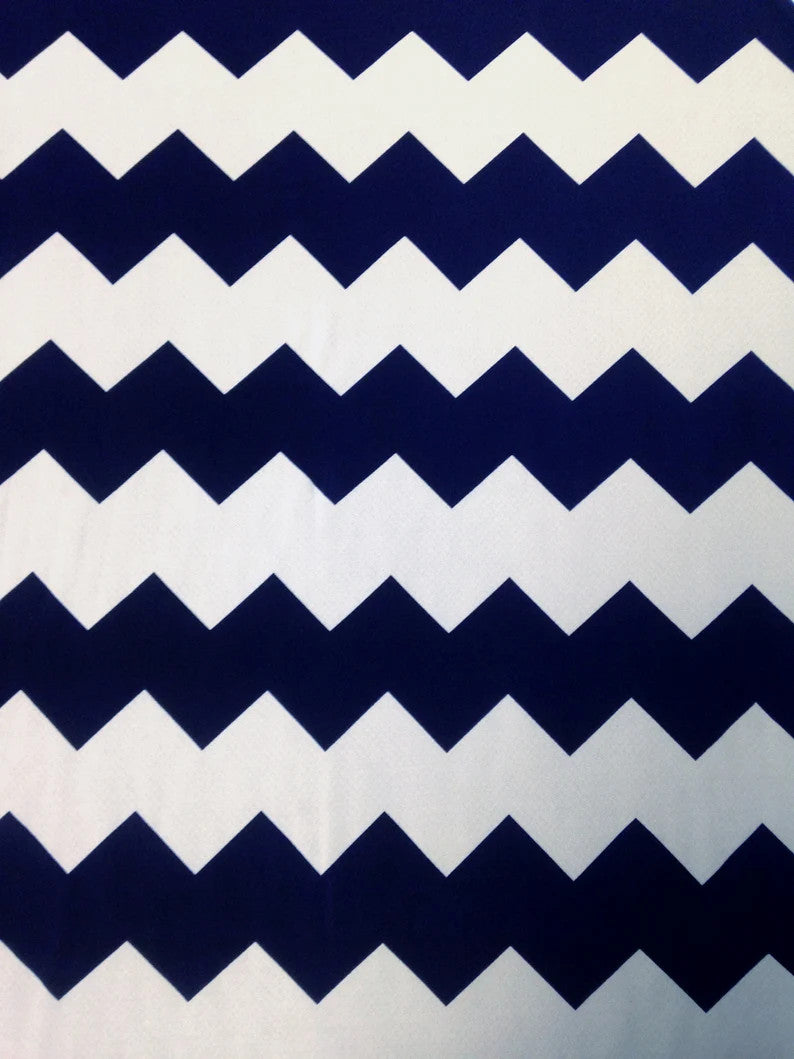 Polyester Bulgari Spandex Fabric - Big Chevron Design, Light Weight, 2-Way Stretch, 58"-60" Width