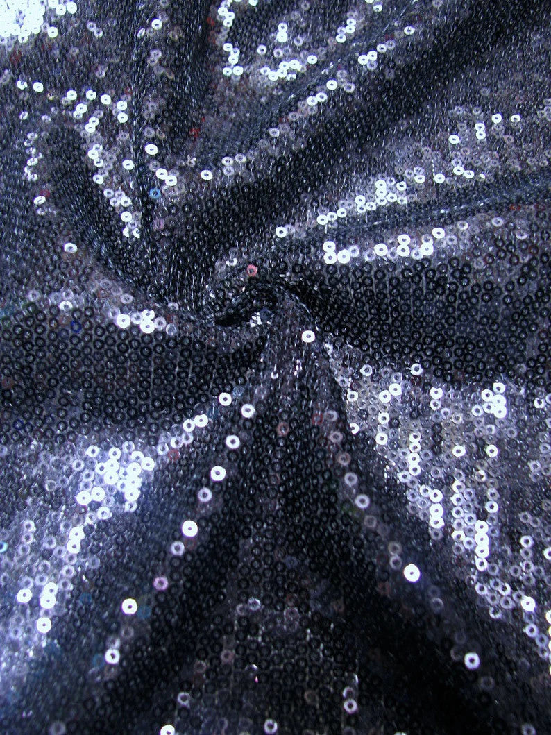 Polyester Mesh Fabric - 3Mm Shiny Sequins, See Through, 54"-56" Width