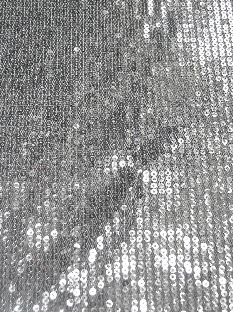 Polyester Mesh Fabric - 3Mm Shiny Sequins, See Through, 54"-56" Width