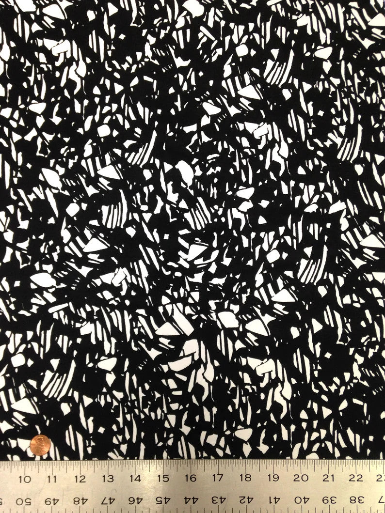 Nylon Spandex Fabric - Medium Weight Abstract Design, 4-Way Stretch, 58" To 60" Width (1 Yard)