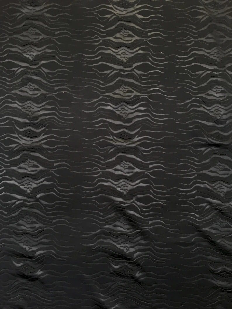 Polyester Techno Heavy Weight Fabric - Black Matte Zebra Design, 56" To 58" Width