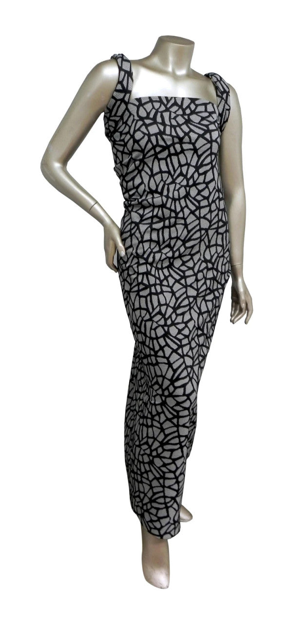 Polyester Spandex Double Knit Fabric - Black Abstract Design, 56" Width (1 Yard)