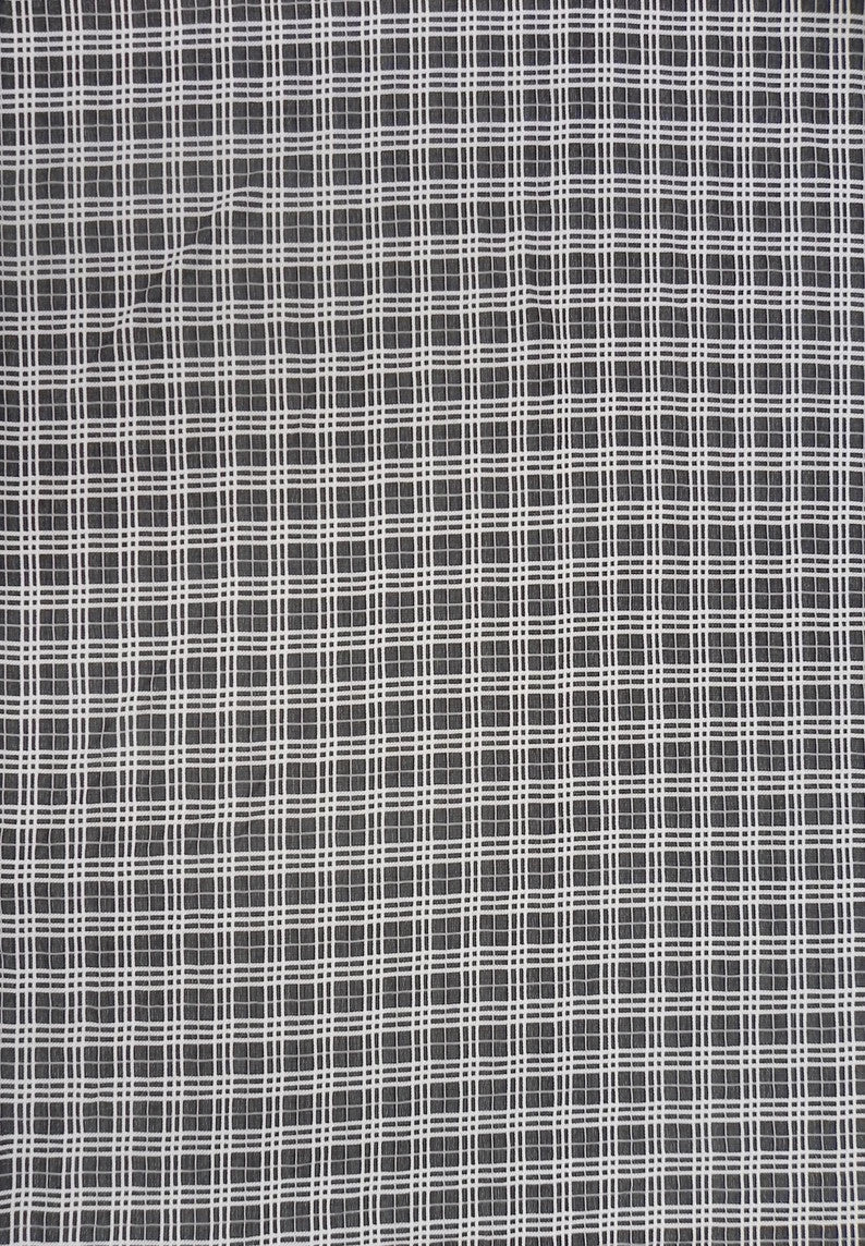 Polyester Spandex Double Knit Fabric - Black And Ivory Plaid Design, 56" Width