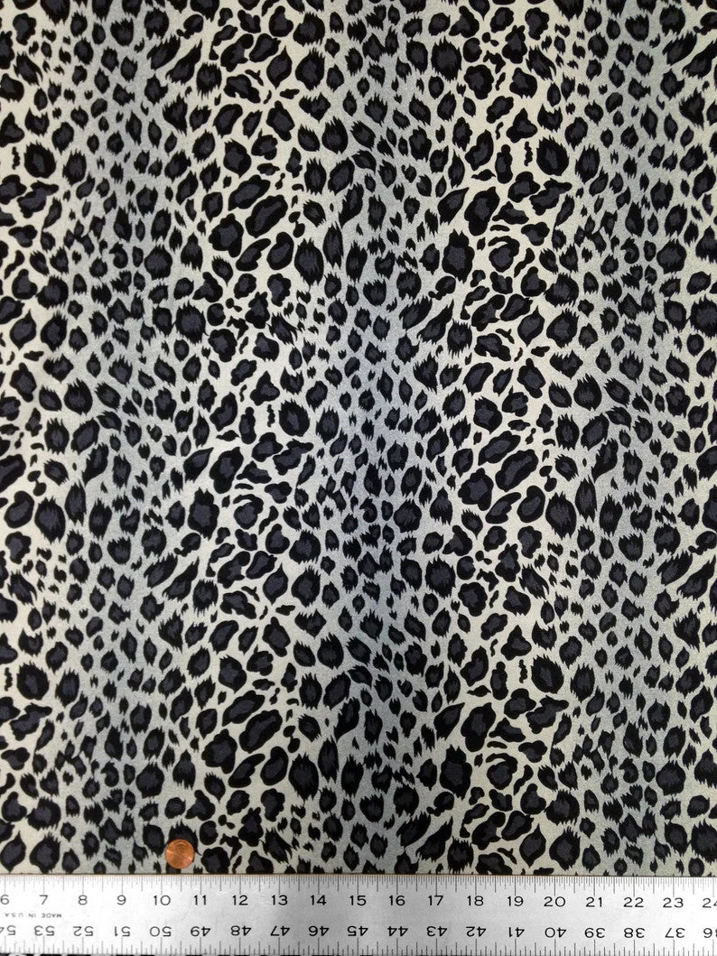 Leopard Animal Print Nylon Spandex Fabric - Shiny Tricot, Leopard Print, 58"-60" Width