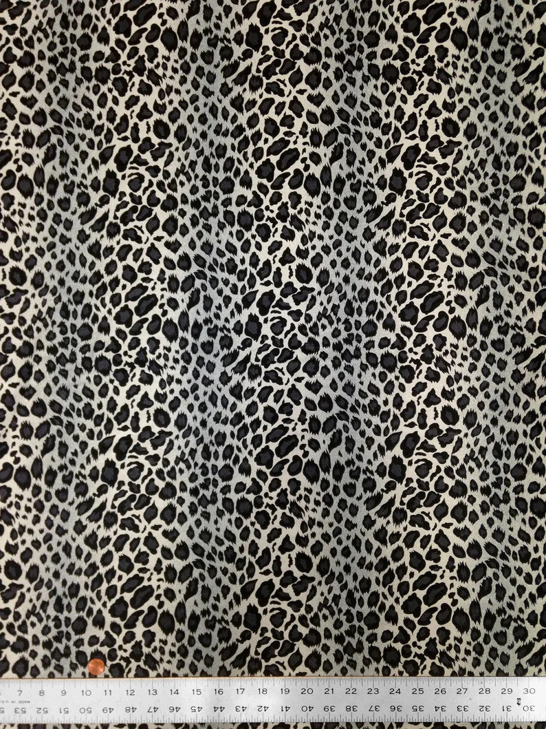 Leopard Animal Print Nylon Spandex Fabric - Shiny Tricot, Leopard Print, 58"-60" Width