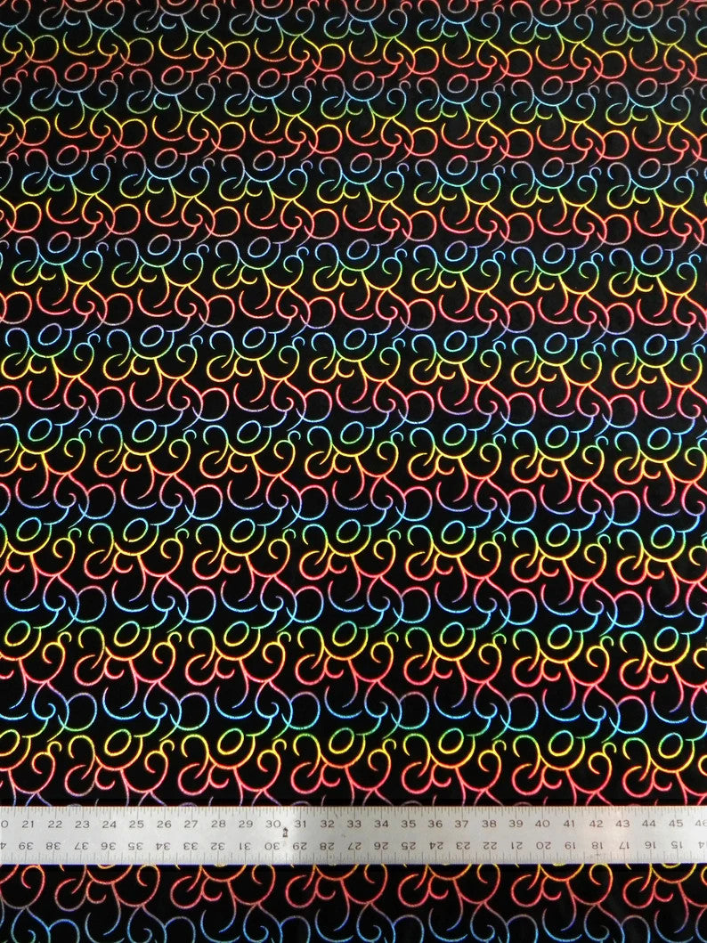 Polyester Spandex Velvet Fabric - Multi Foil Hologram Effect Swirl Design, 58 To 60 Inches Wide