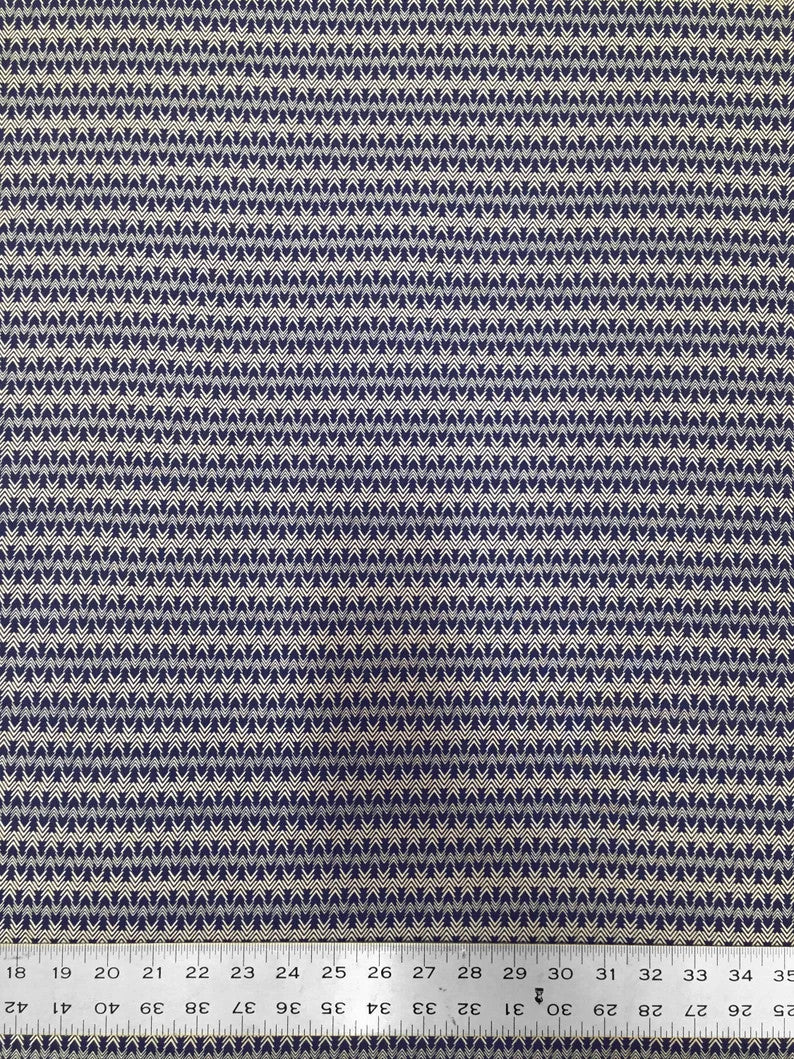 Polyester Venezia Spandex Fabric - Geometric Small Design, Navy, Beige, 58" Width