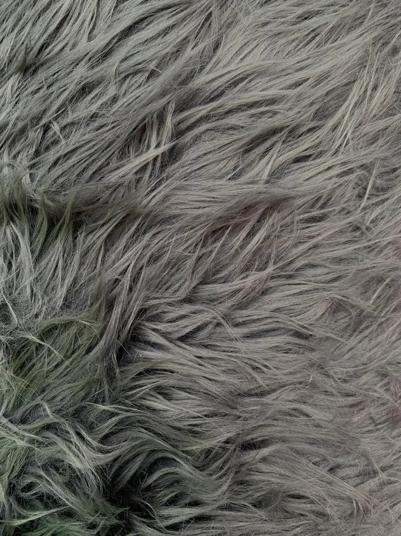 Faux Fur Soft Shaggy Heavy Weight Long Pile Solid Acrylic Fabric - Charcoal, Black, White, Tan, Brown, Neon Lime, 58/60" Width