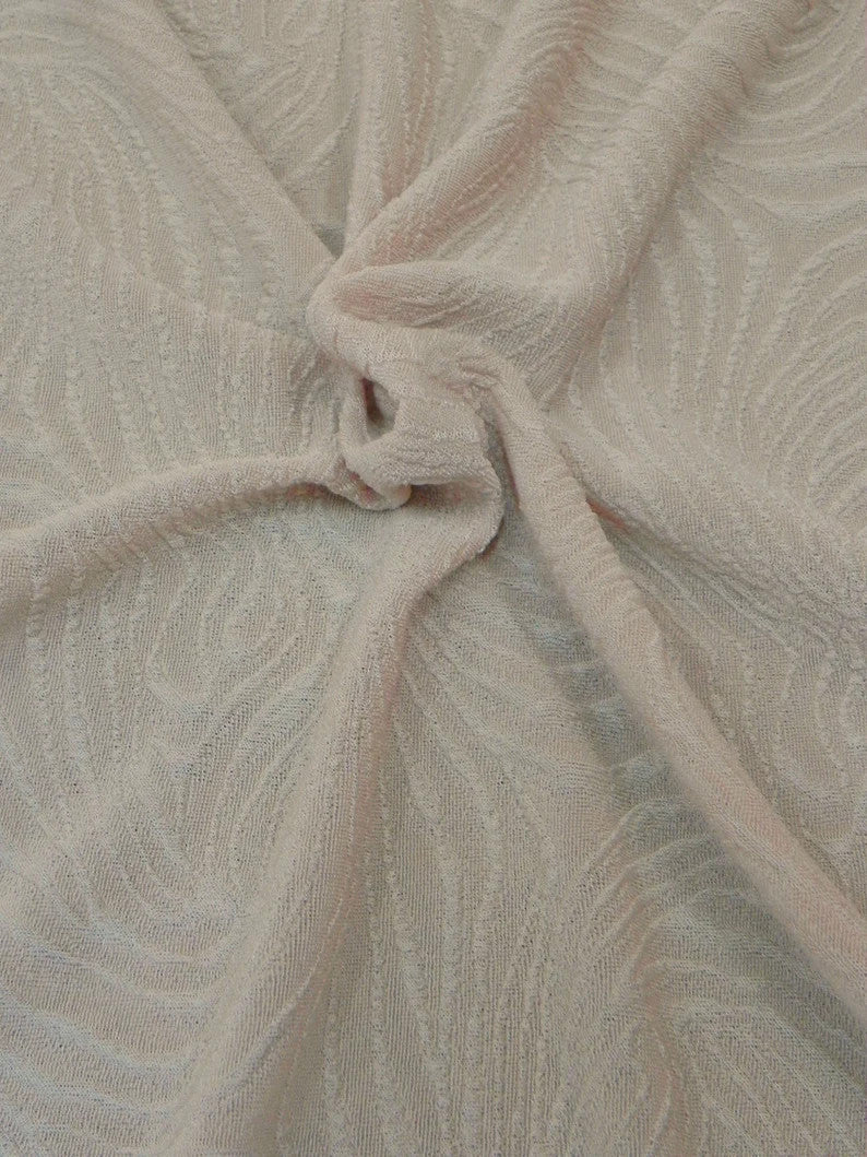 Polyester Acetate Fukuro Jacquard Fabric - Textured Swirl Design, Wine, Blush, Royal, 58/60" Width