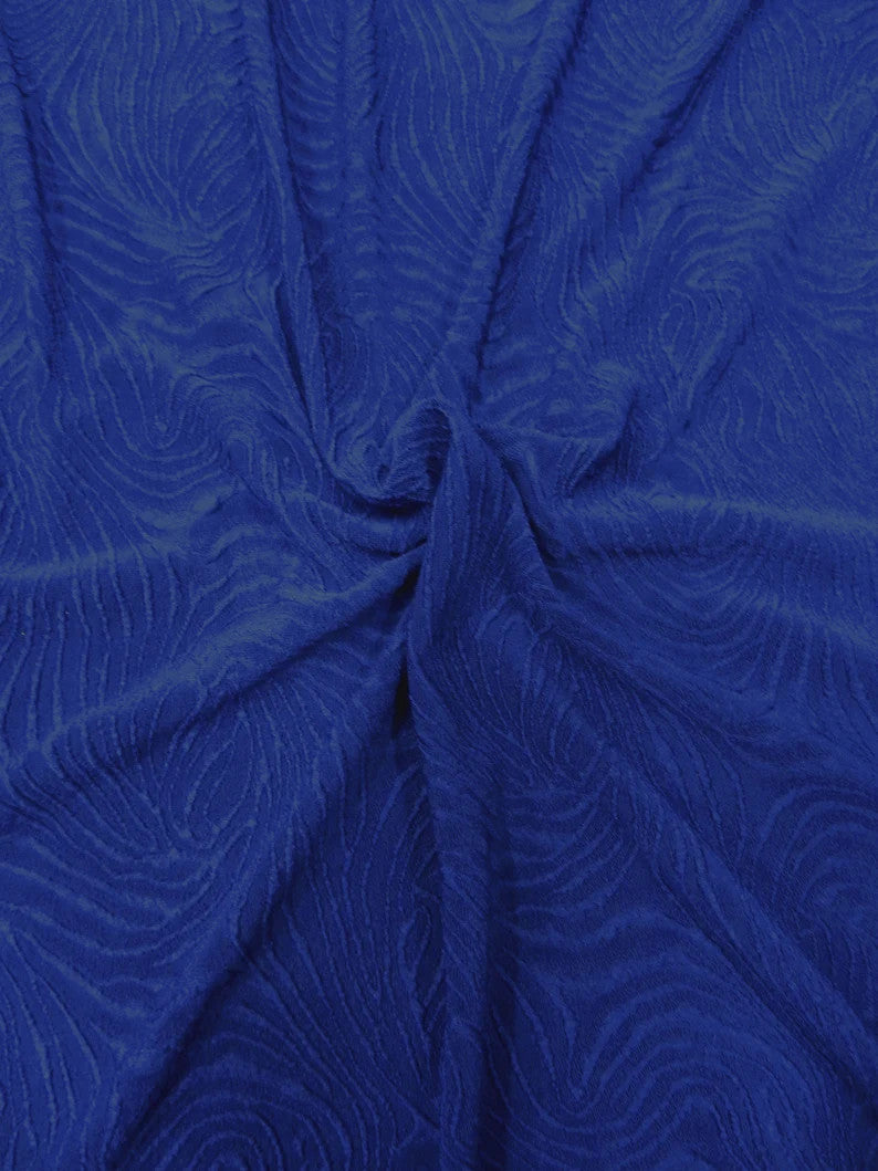 Polyester Acetate Fukuro Jacquard Fabric - Textured Swirl Design, Wine, Blush, Royal, 58/60" Width