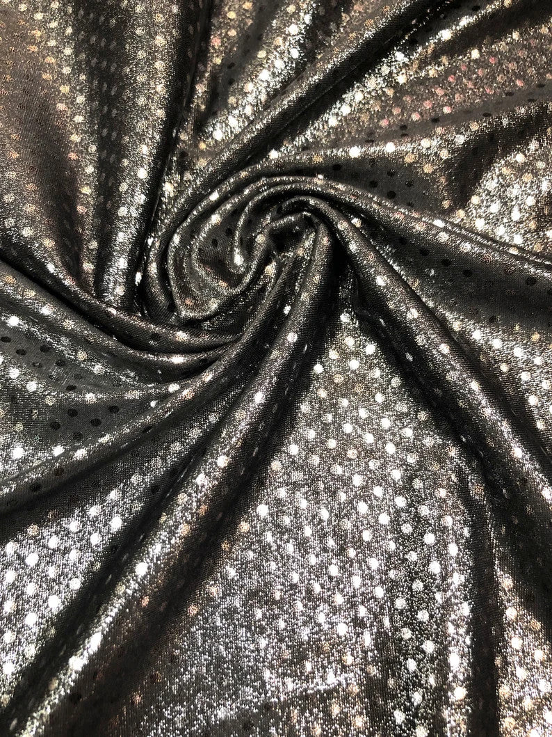 Polyester Spandex Fabric - 2Mm Circle Foil Dots, 58"-60" Wide