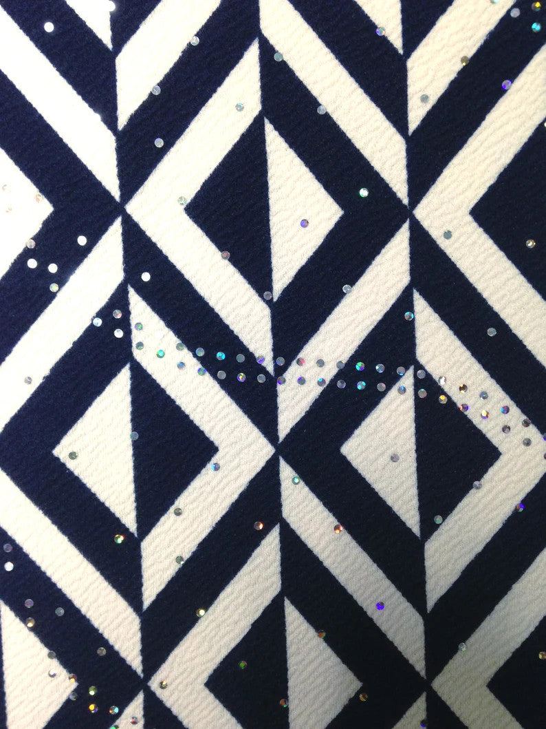 Polyester Spandex Textured Fukuro Fabric - 2-Way Stretch, 1Mm Hologram, Black, Navy, Red, 56" To 58" Width