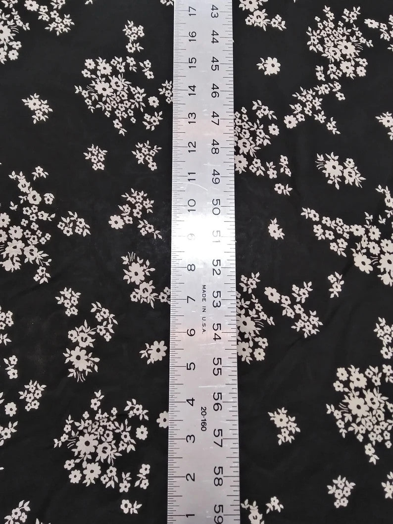 Rayon Georgette Fabric - Sheer Small Floral Design, 42"-44" Width
