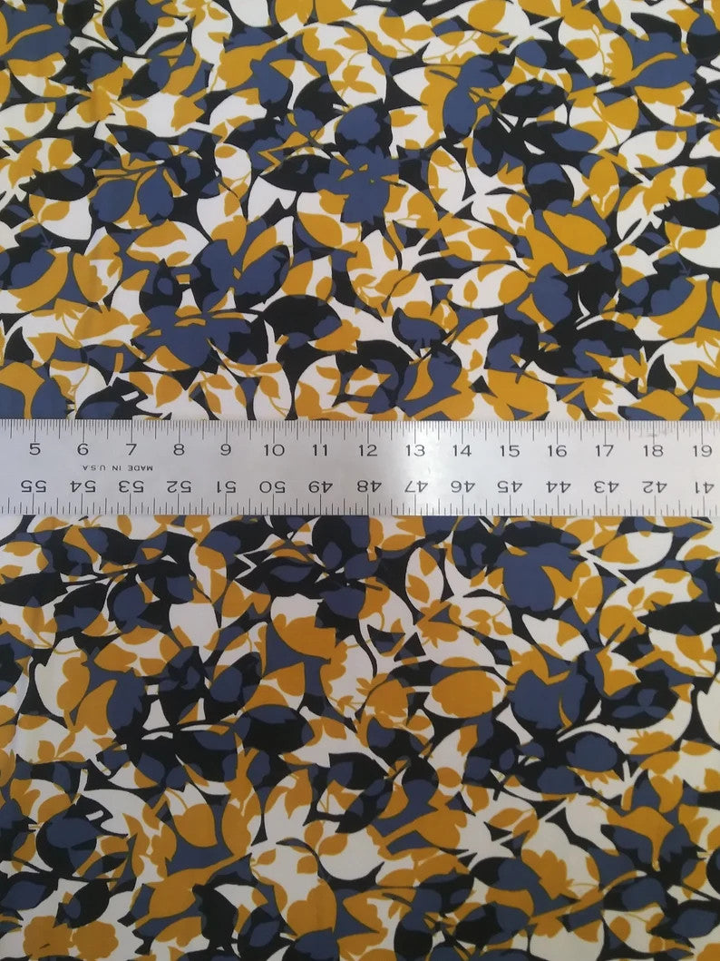 Polyester Spandex Fabric - Leaves Pattern, 58"-60" Width