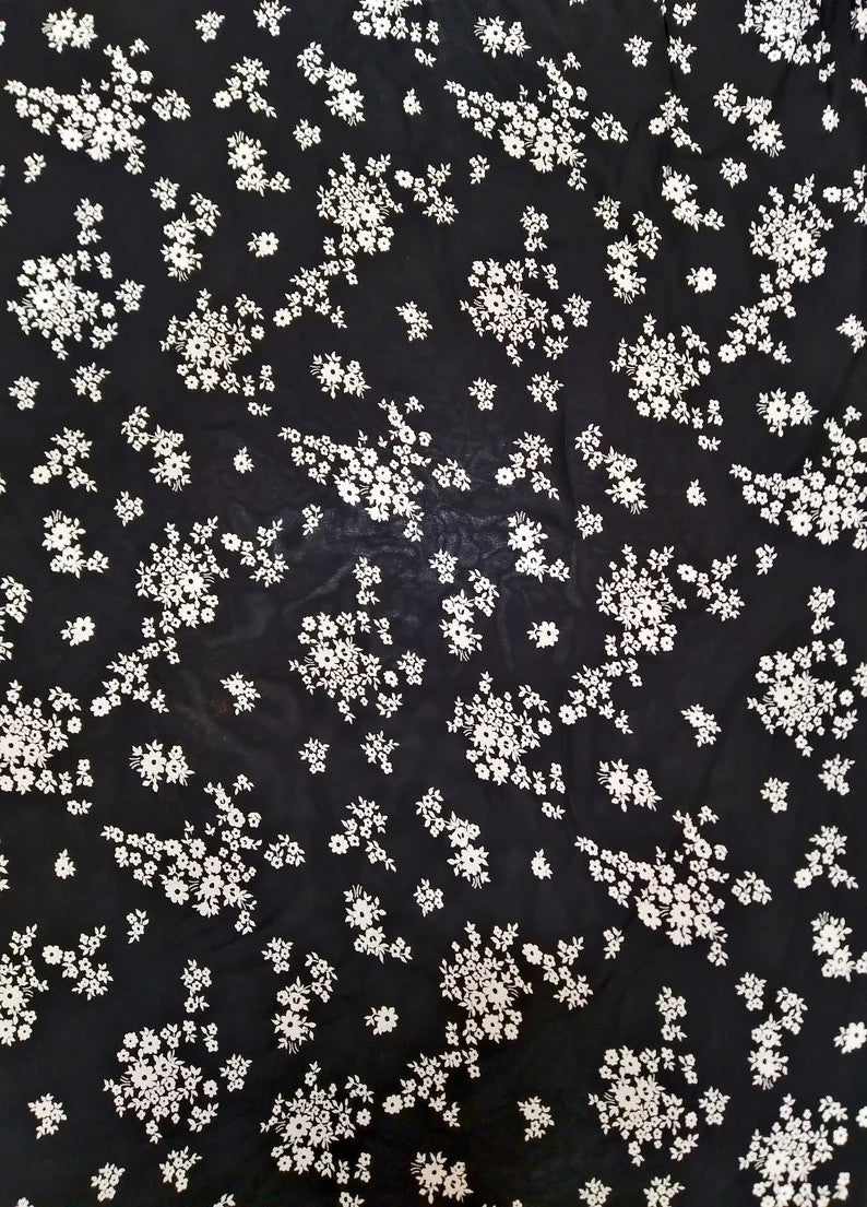 Rayon Georgette Fabric - Sheer Small Floral Design, 42"-44" Width