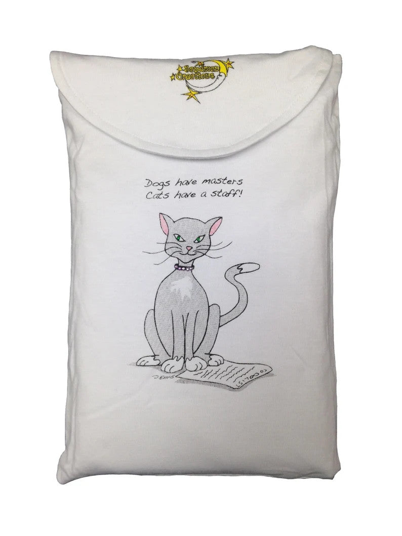 Cat Shirt Animated Sleepshirt 100 Percent Cotton Fabric - Matte Studs, Side Slits, One Size Fits Most