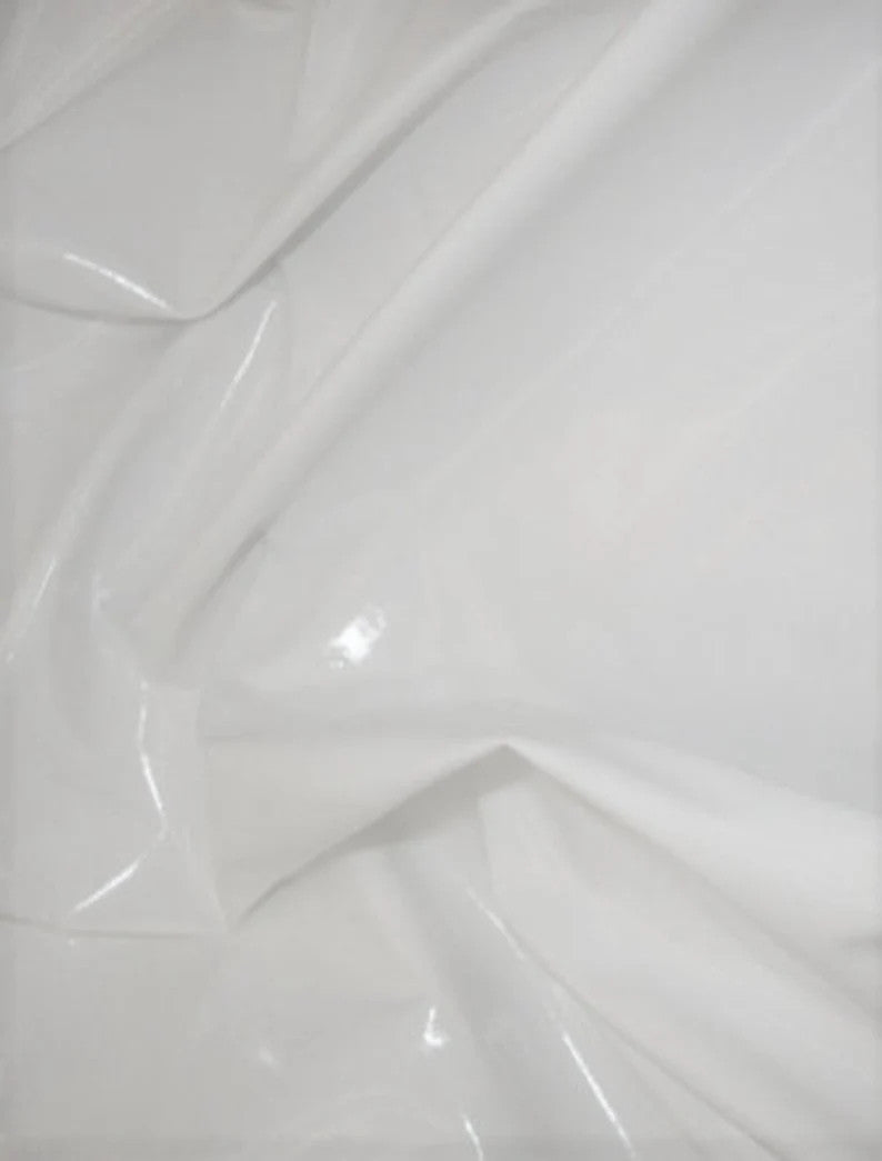 Polyester Spandex Shiny Faux Liquid Vinyl Fabric - Black, Red, Silver, White, Gold, Orange, 56" Width