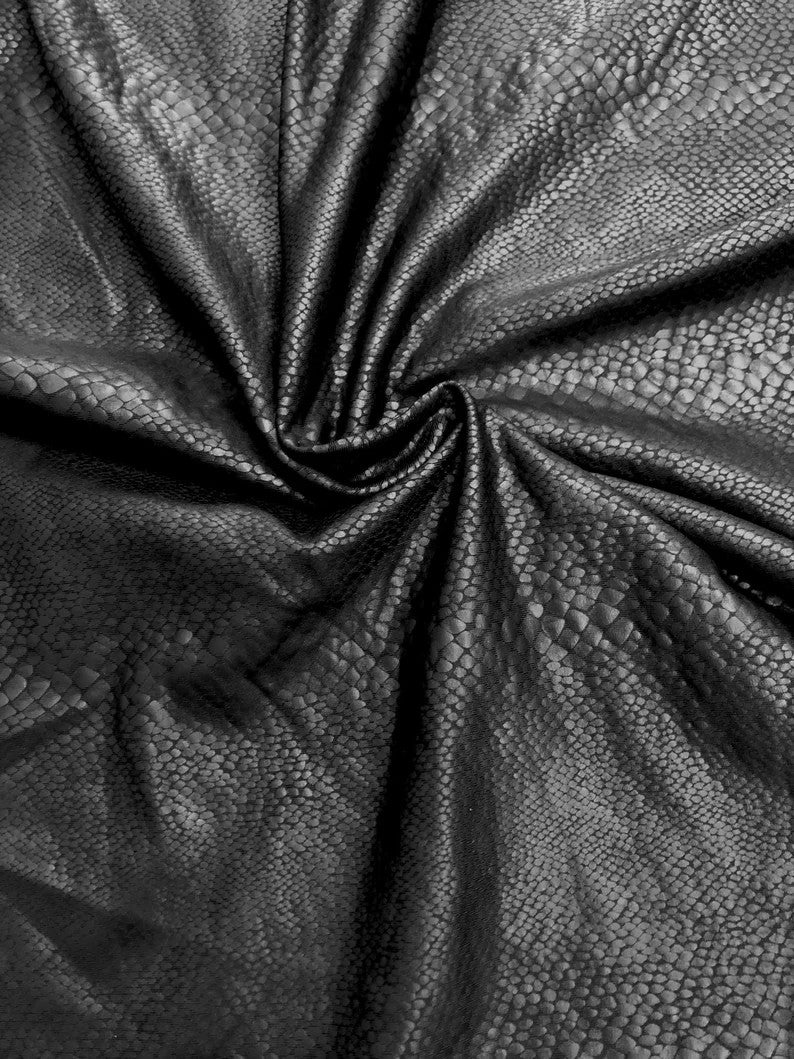 Nylon Spandex Fabric - Heavy Weight Supplex Snake Black Matte Foil Design, Black, 58" Width
