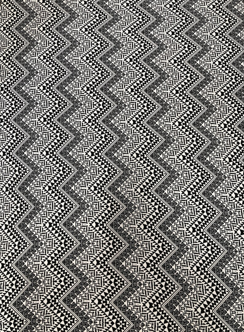 Black And White Tribal Print Polyester Spandex Fabric - Black And White Tribal Print, 58" Width