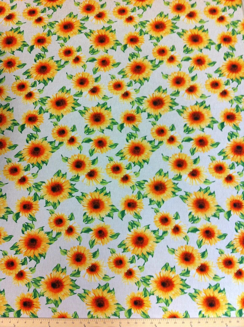 Big Sunflower Pattern Polyester Spandex Fabric - Yellow Sunflower Print, 58"-60" Width