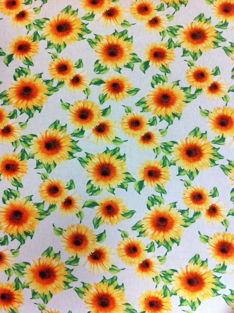 Big Sunflower Pattern Polyester Spandex Fabric - Yellow Sunflower Print, 58"-60" Width
