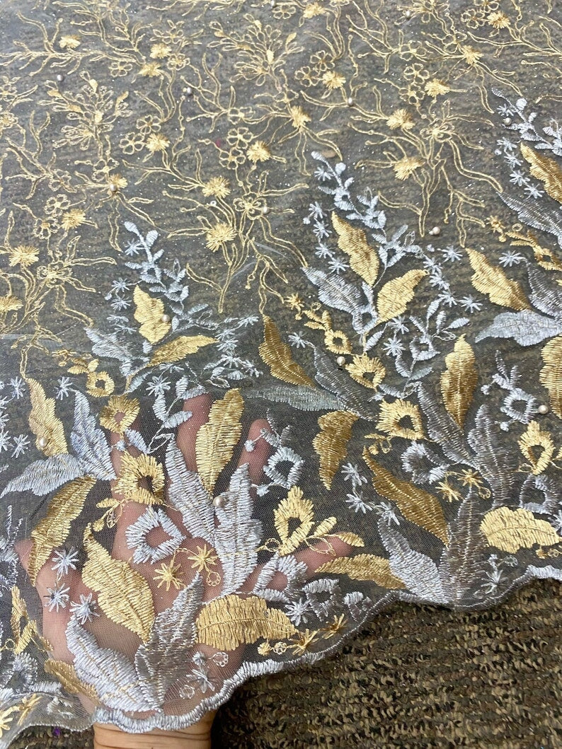 Embroidered Lace Gold/Silver Multicolor