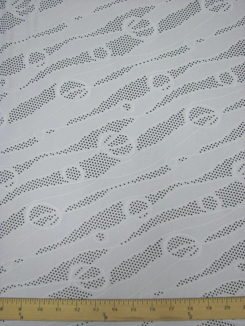 Polyester Spandex Jacquard Textured Mesh Lightweight Knit Jersey Fabric - Black, White, Textured Mesh, 58"-60" Width