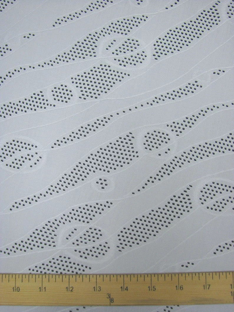 Polyester Spandex Jacquard Textured Mesh Lightweight Knit Jersey Fabric - Black, White, Textured Mesh, 58"-60" Width