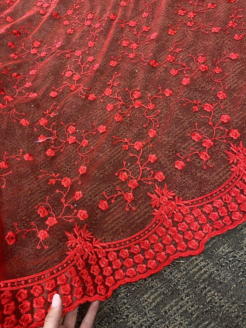 Red Scallop Lace