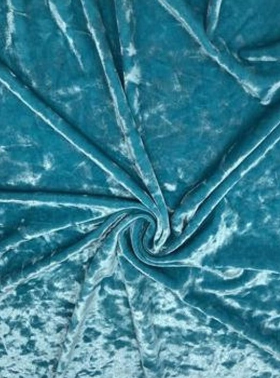 Stretch Crushed Velvet Turquoise Aqua