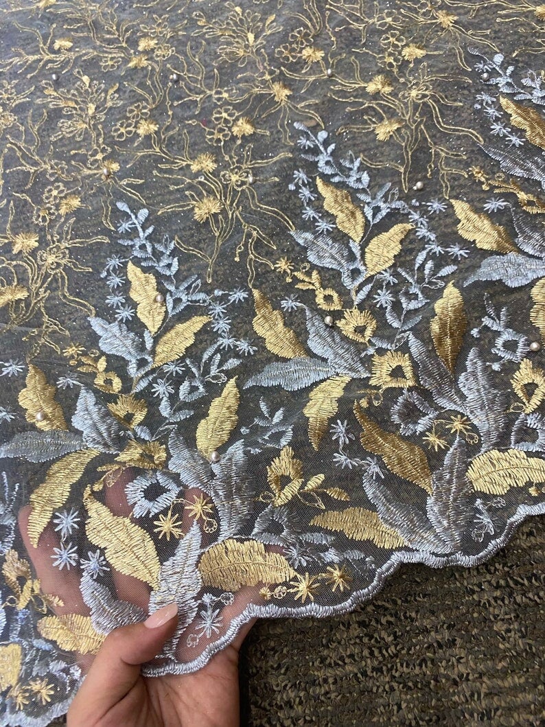 Embroidered Lace Gold/Silver Multicolor