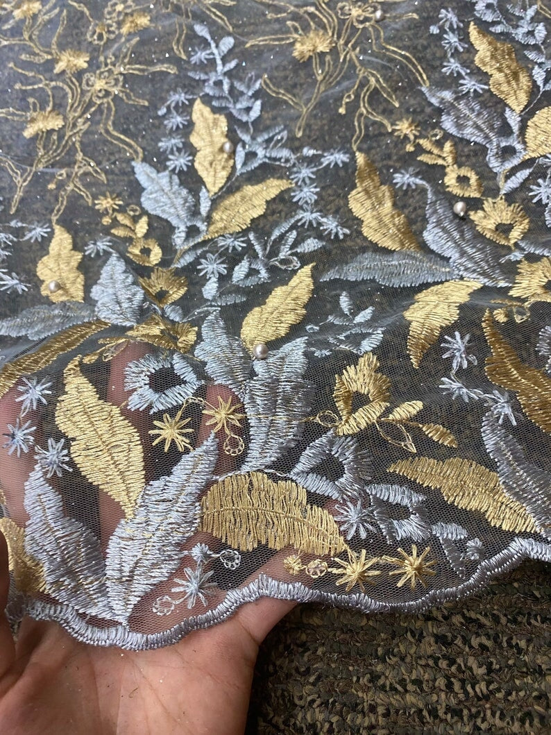 Embroidered Lace Gold/Silver Multicolor