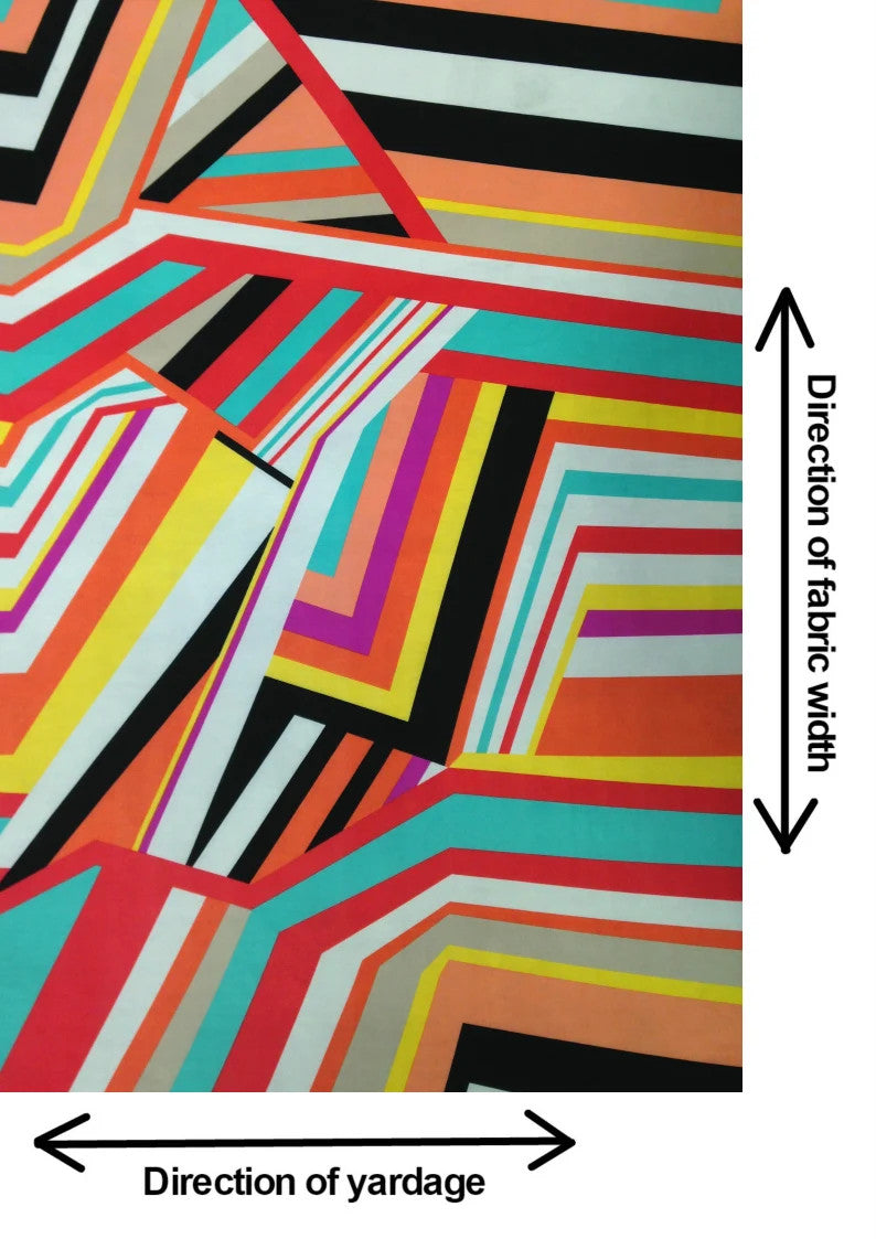 Big Geometric Lines Pattern Polyester Spandex Fabric - Black, White Geometric Lines, 58"-60" Width