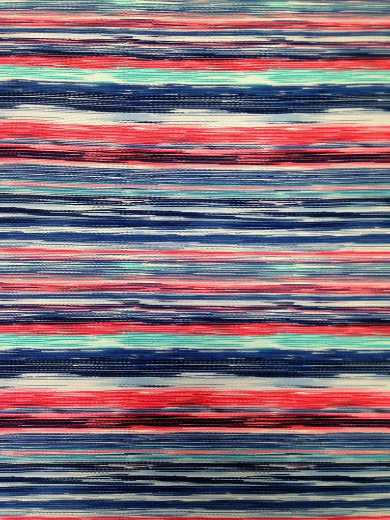 Polyester Stripe Pattern Polyester Spandex Fabric - Stripe Pattern, Lightweight Knit Jersey, 58" To 60" Width