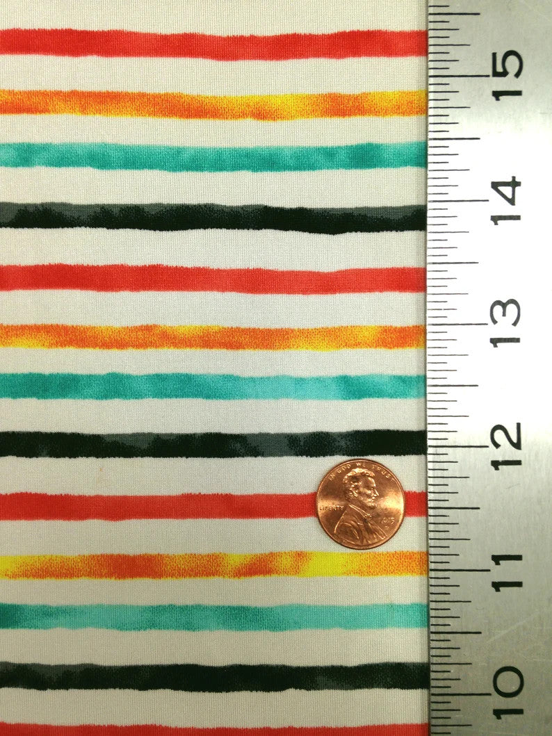 Stripe Pattern On Stretch Lightweight Knit Jersey Polyester Spandex Fabric - Stripe Pattern, 58 To 60 Inches Wide