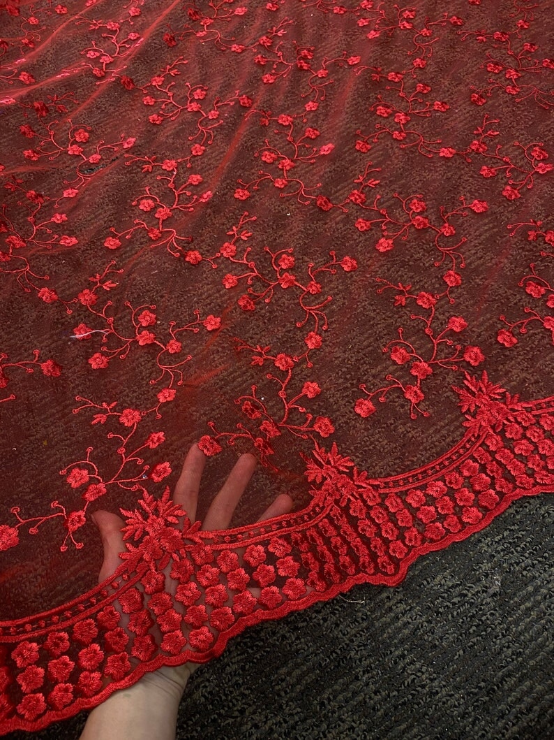 Red Scallop Lace