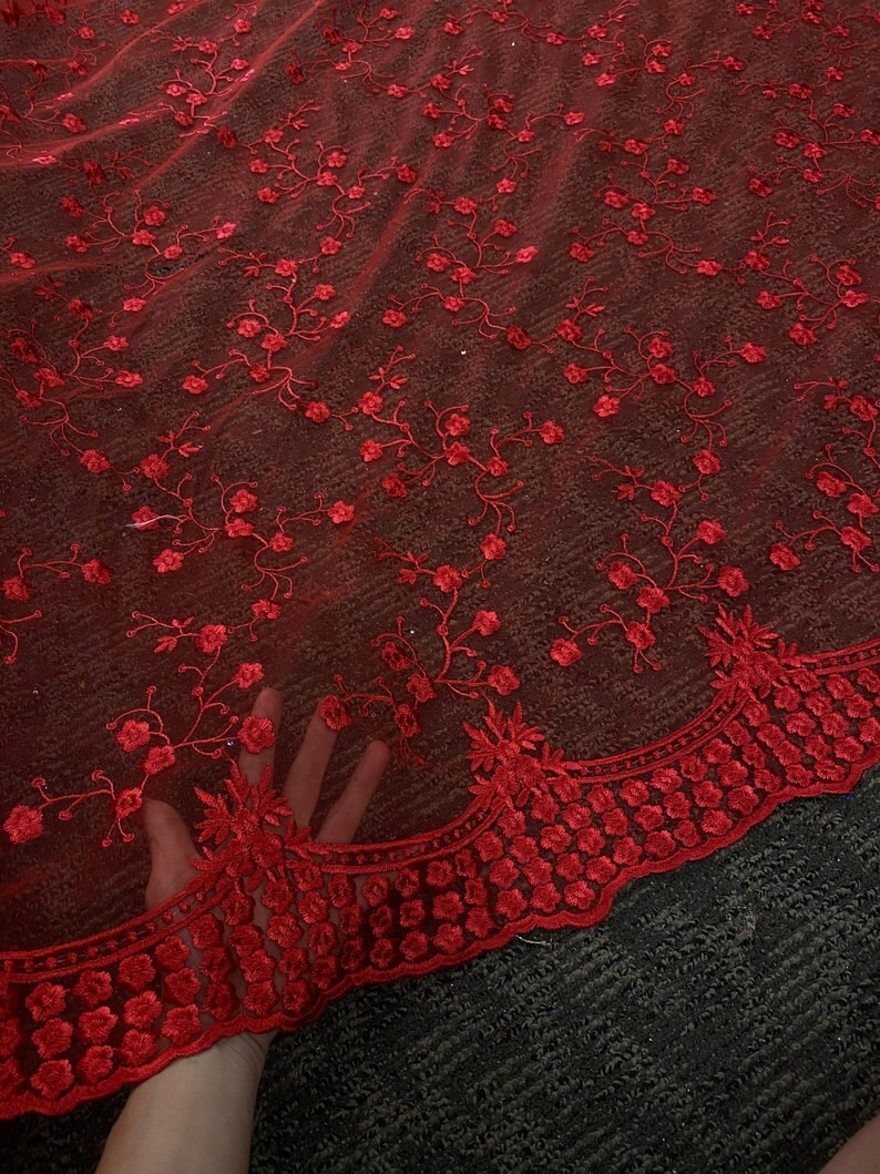 Red Scallop Lace