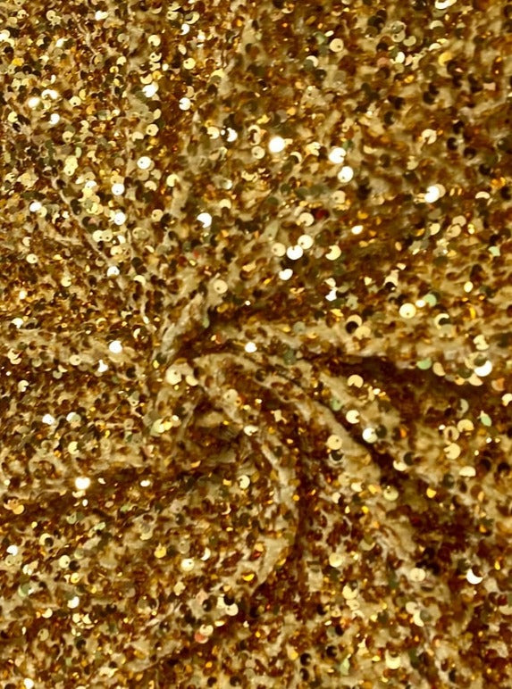 Stretch Sequin Velvet Gold