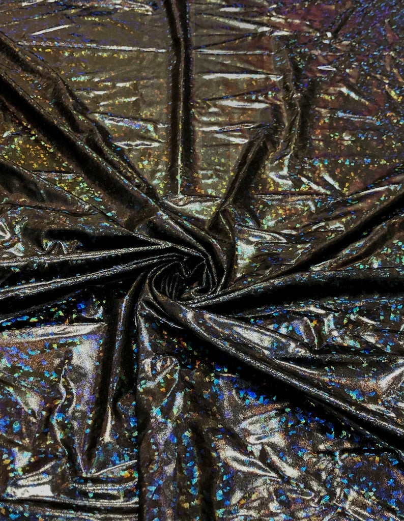 Nylon Spandex Fabric - Shatter Glass Mystique, Silver, Gold, Fuchsia, Green, Red, Black, Turquoise, Royal, 58"-60" Width