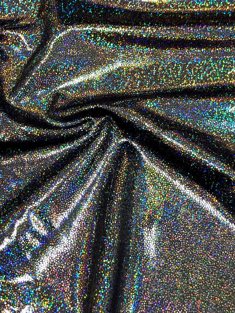 Holographic Shiny Pebble Foil Heavy Stretch Nylon Spandex Fabric - Black, Silver, Gold, Red, Green, Royal, 58"-60" Width