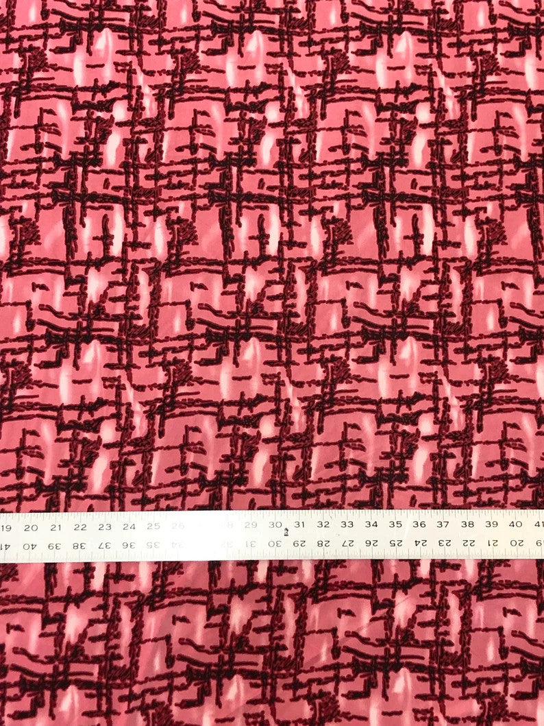 Abstract Squares Polyester Spandex Fabric - Abstract Squares Print, 58"-60" Width